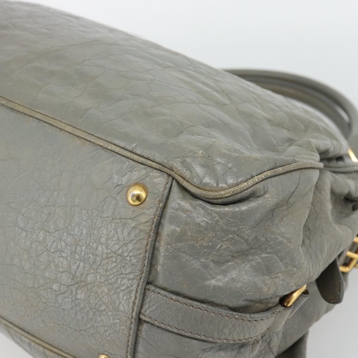 Miu Miu Hand Bag Leather 2way Gray Gold Auth ac3542