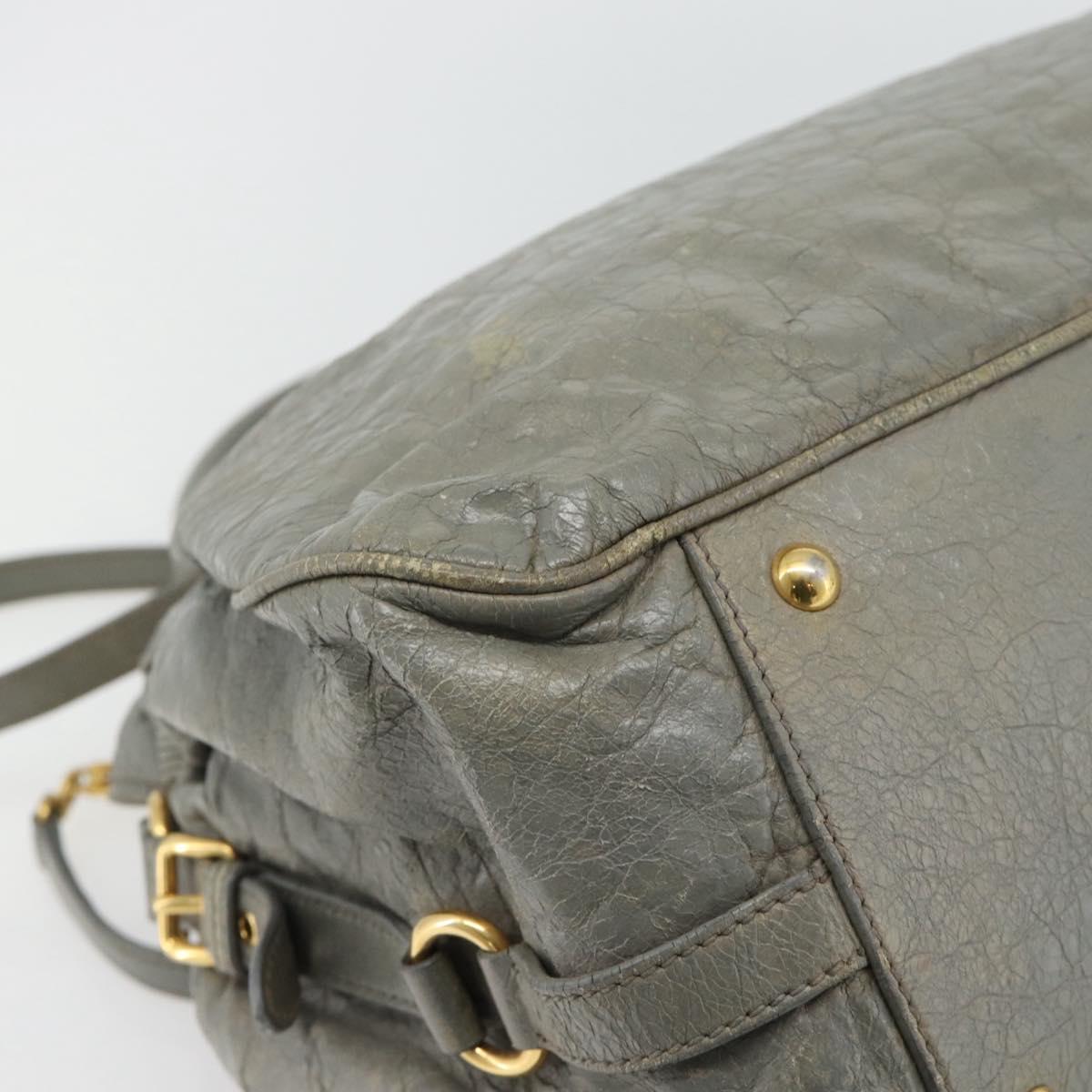 Miu Miu Hand Bag Leather 2way Gray Gold Auth ac3542