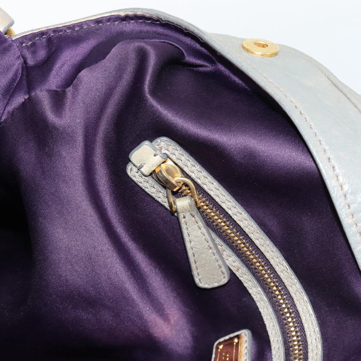 Miu Miu Hand Bag Leather 2way Gray Gold Auth ac3542