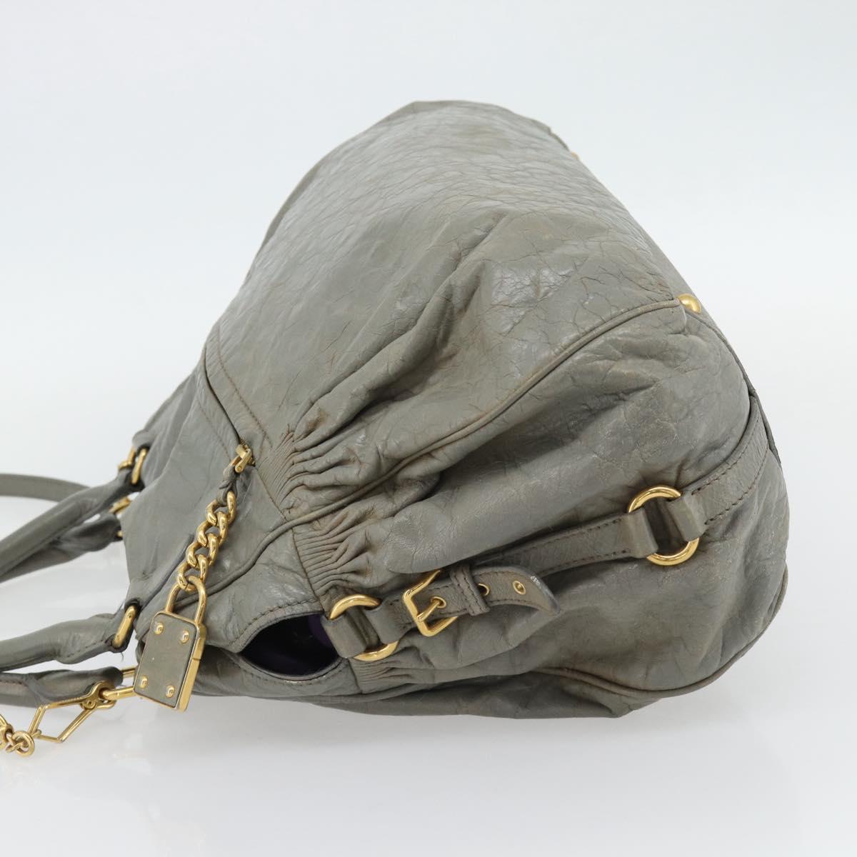 Miu Miu Hand Bag Leather 2way Gray Gold Auth ac3542