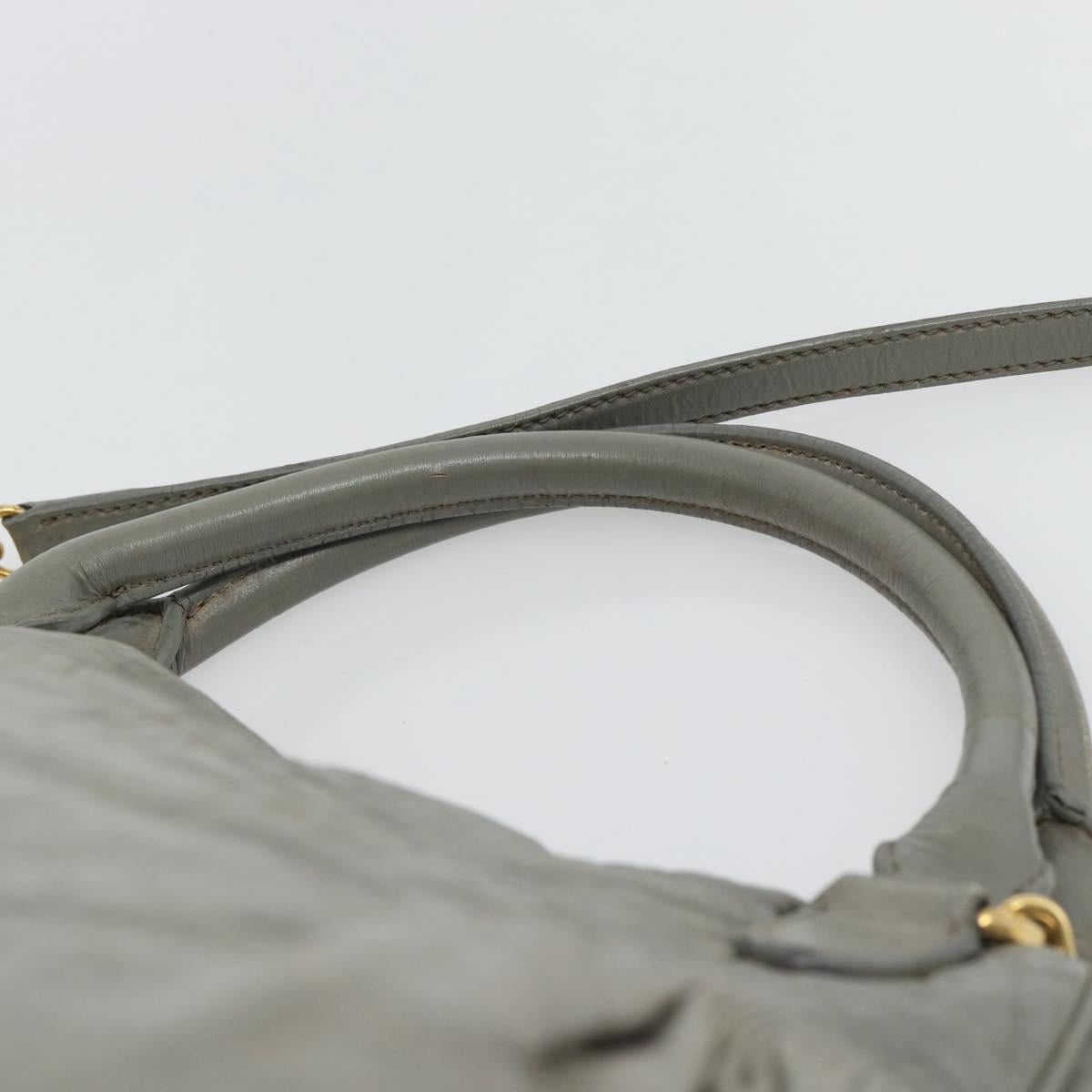 Miu Miu Hand Bag Leather 2way Gray Gold Auth ac3542
