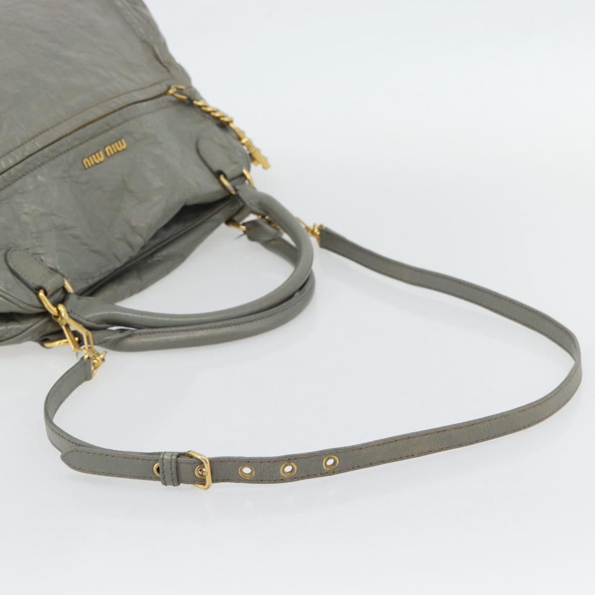 Miu Miu Hand Bag Leather 2way Gray Gold Auth ac3542