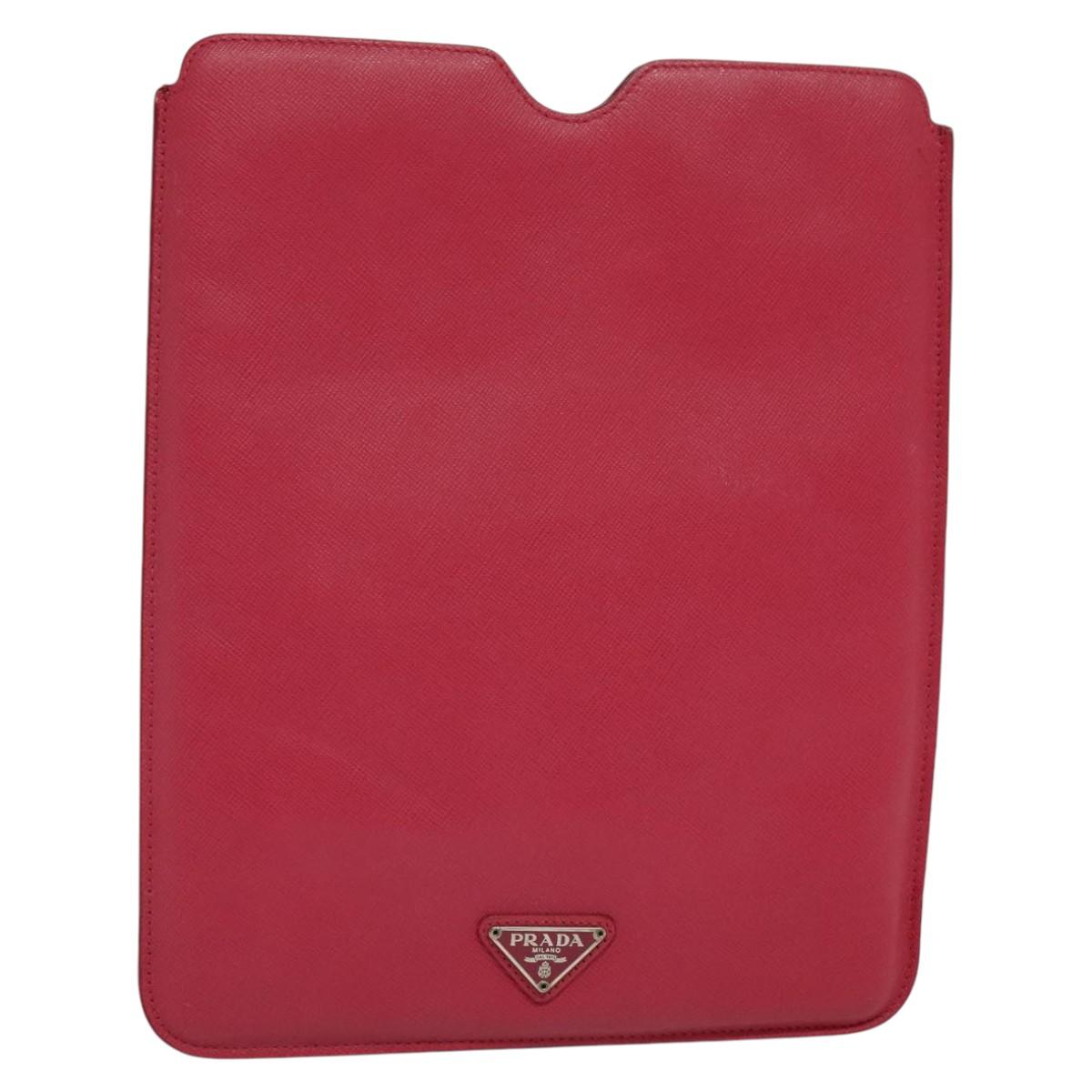 PRADA iPad Case Safiano leather Pink Auth ac3551