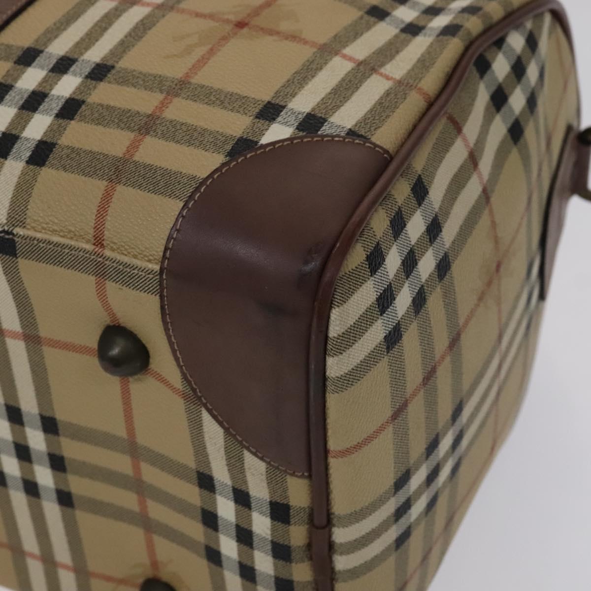 Burberrys Nova Check Boston Bag PVC Leather 2way Beige Auth ac3563