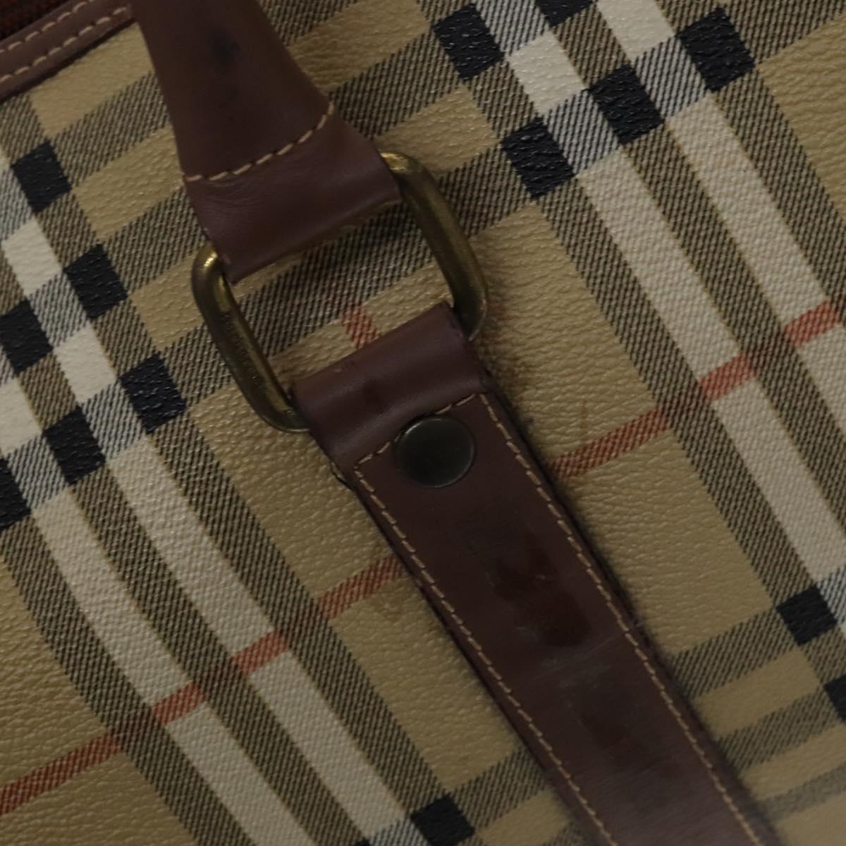 Burberrys Nova Check Boston Bag PVC Leather 2way Beige Auth ac3563
