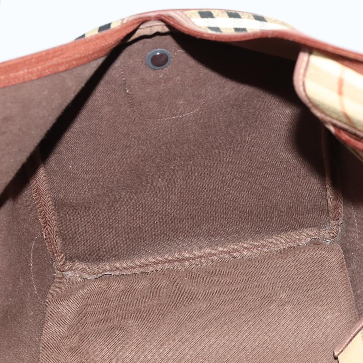 Burberrys Nova Check Boston Bag PVC Leather 2way Beige Auth ac3563