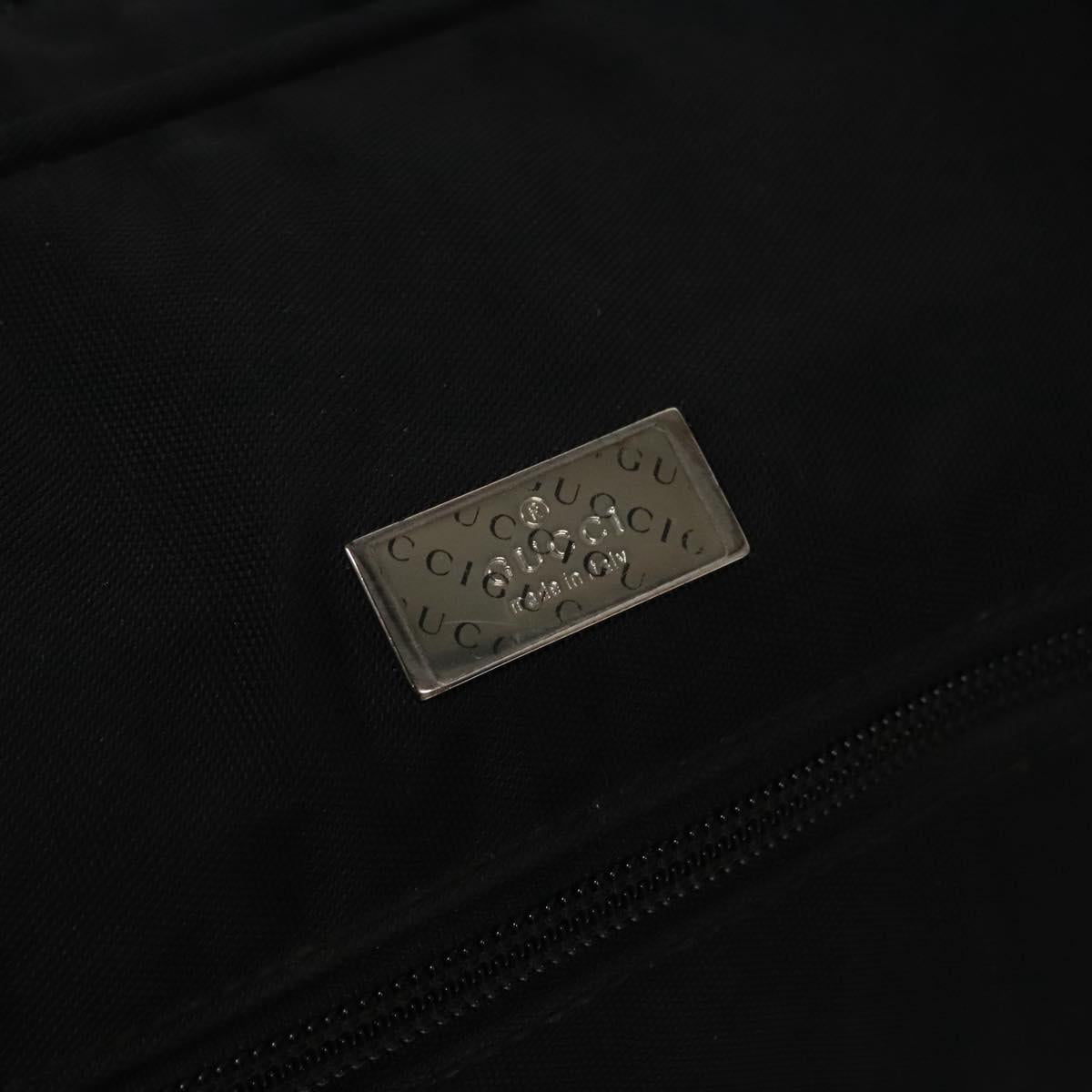 GUCCI Boston Bag Nylon Black Silver 012 0393 12 001553 Auth ac3569