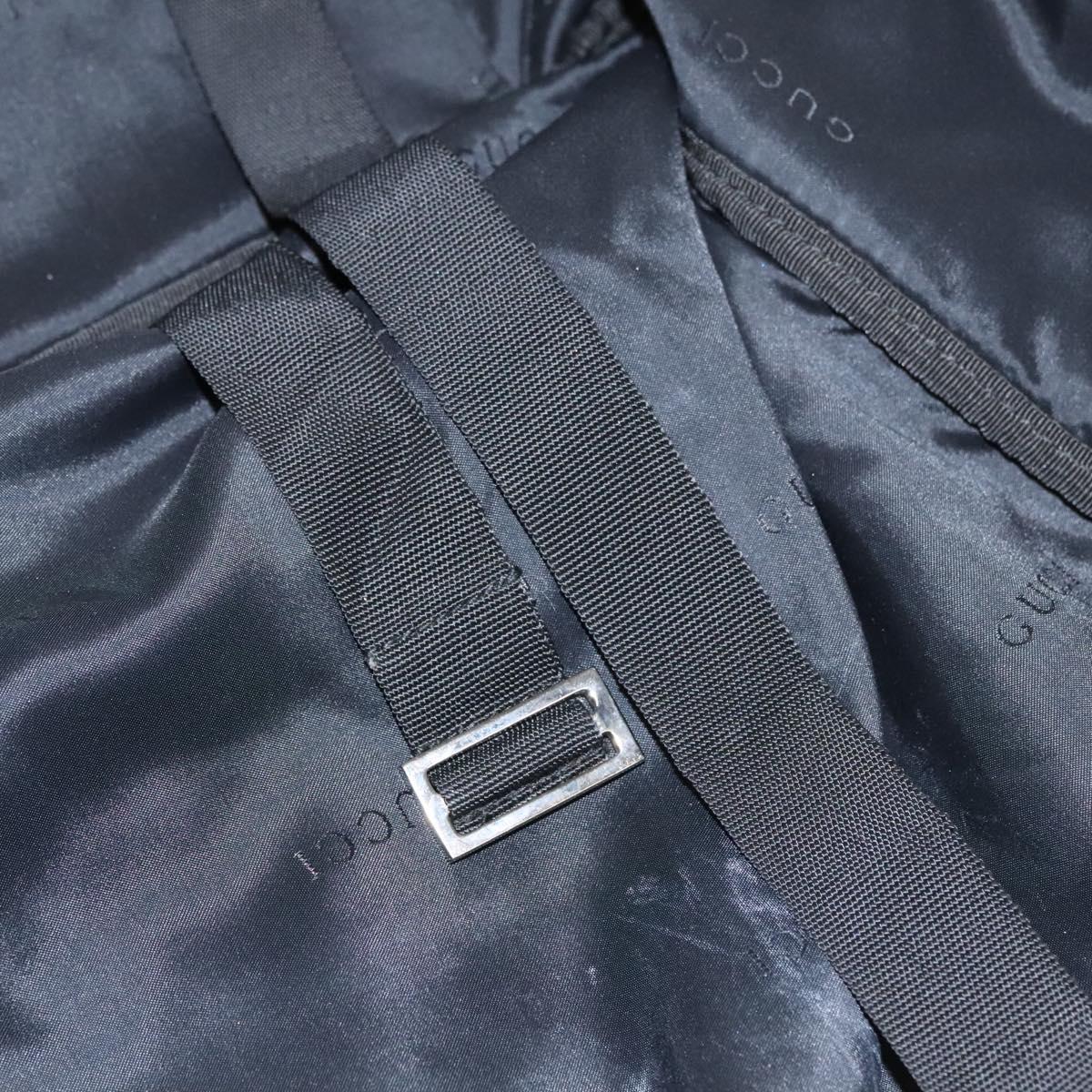 GUCCI Boston Bag Nylon Black Silver 012 0393 12 001553 Auth ac3569