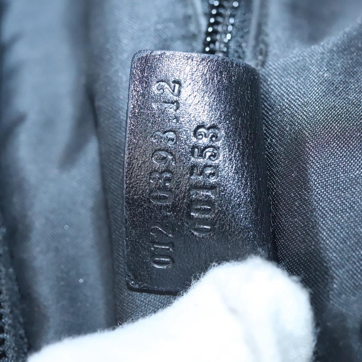 GUCCI Boston Bag Nylon Black Silver 012 0393 12 001553 Auth ac3569