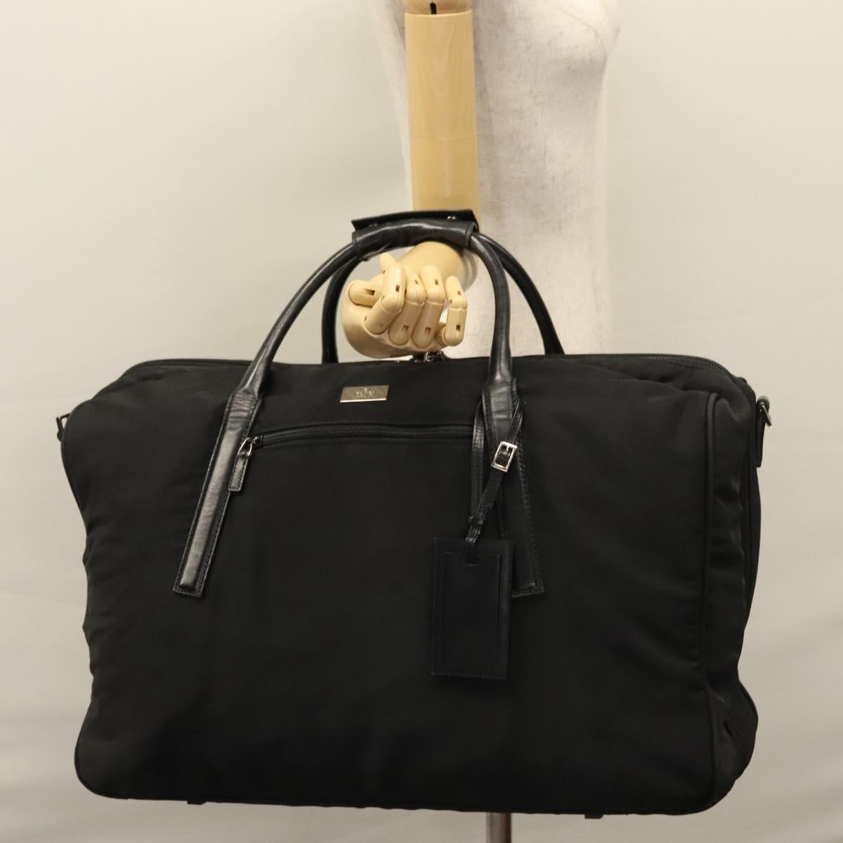 GUCCI Boston Bag Nylon Black Silver 012 0393 12 001553 Auth ac3569