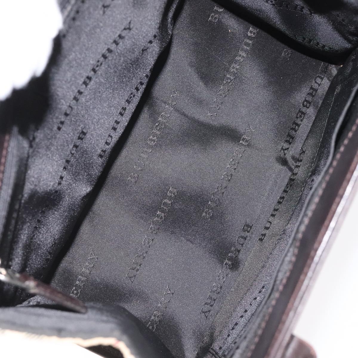 BURBERRY Nova Check Hand Bag Nylon Leather Beige Silver Auth ac3586