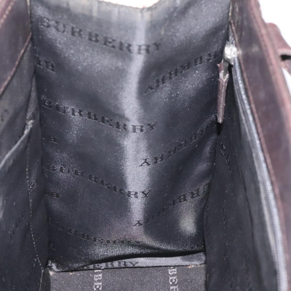 BURBERRY Nova Check Hand Bag Nylon Leather Beige Silver Auth ac3586