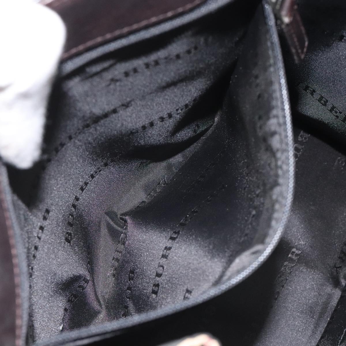 BURBERRY Nova Check Hand Bag Nylon Leather Beige Silver Auth ac3586