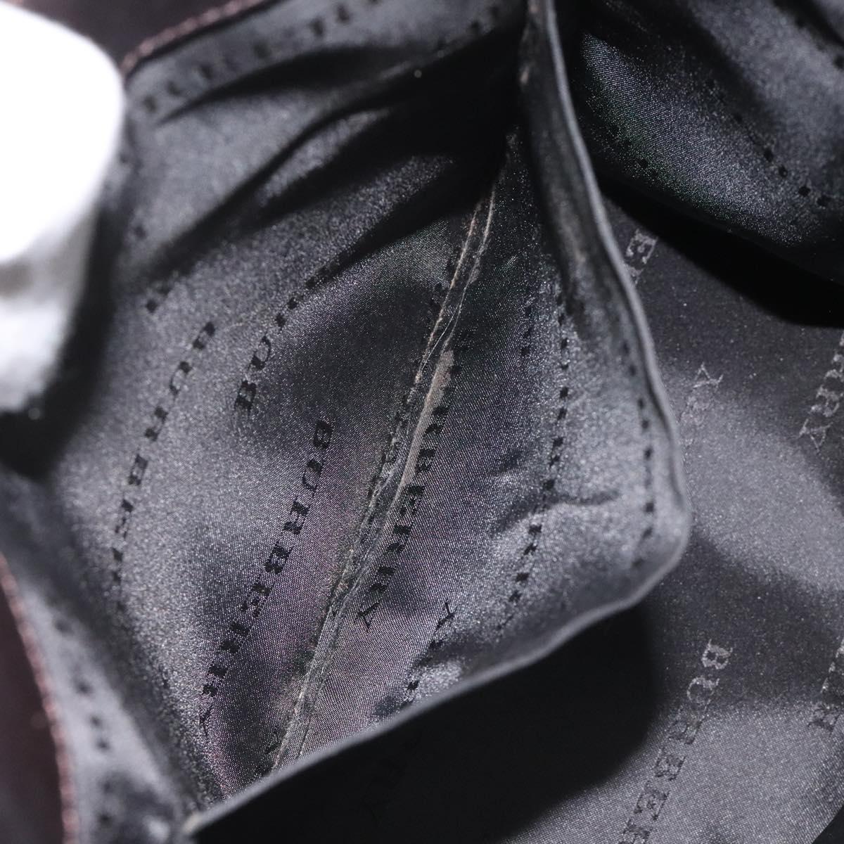 BURBERRY Nova Check Hand Bag Nylon Leather Beige Silver Auth ac3586