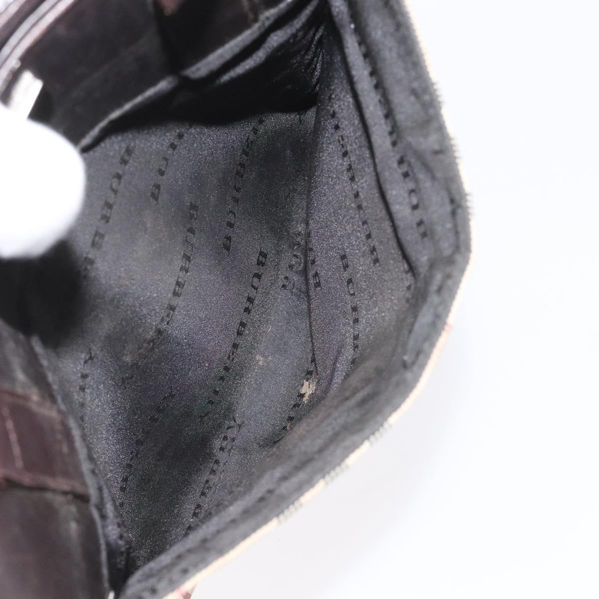 BURBERRY Nova Check Hand Bag Nylon Leather Beige Silver Auth ac3586