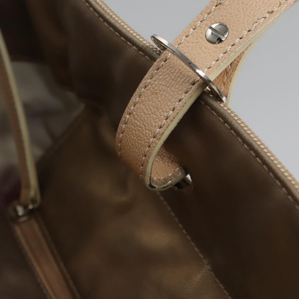 CHANEL Paris Biarritz MM Tote Bag Coated Canvas Gold Tone Silver CC Auth ac3593