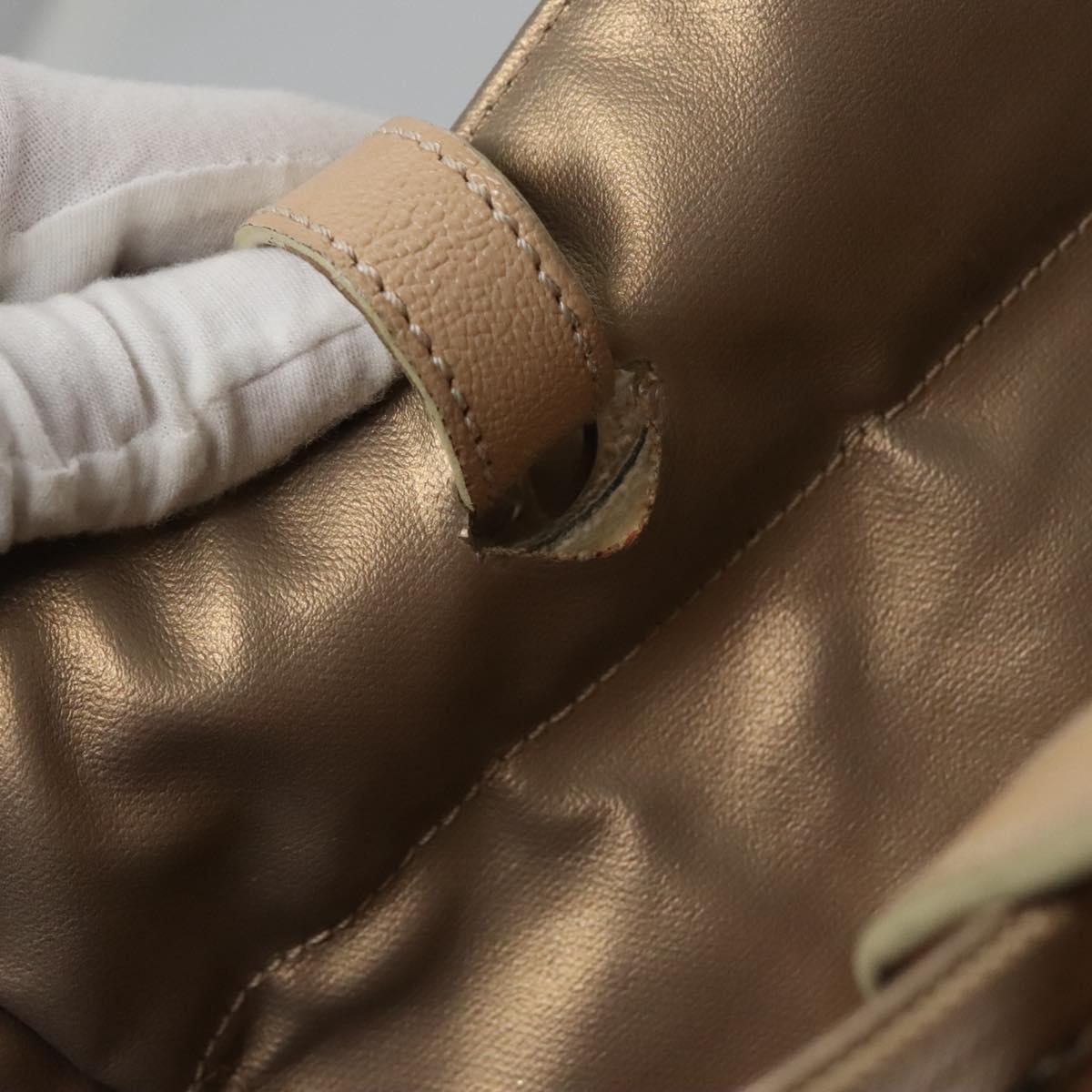 CHANEL Paris Biarritz MM Tote Bag Coated Canvas Gold Tone Silver CC Auth ac3593