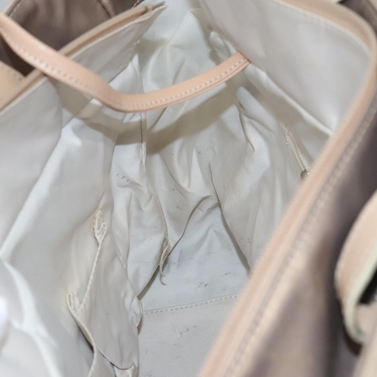 CHANEL Paris Biarritz MM Tote Bag Coated Canvas Gold Tone Silver CC Auth ac3593