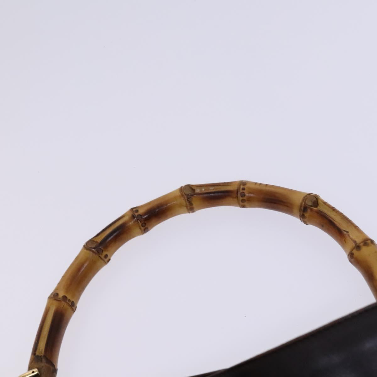 GUCCI Bamboo Hand Bag Leather 2way Brown Gold 001 1705 1638 Auth ac3599