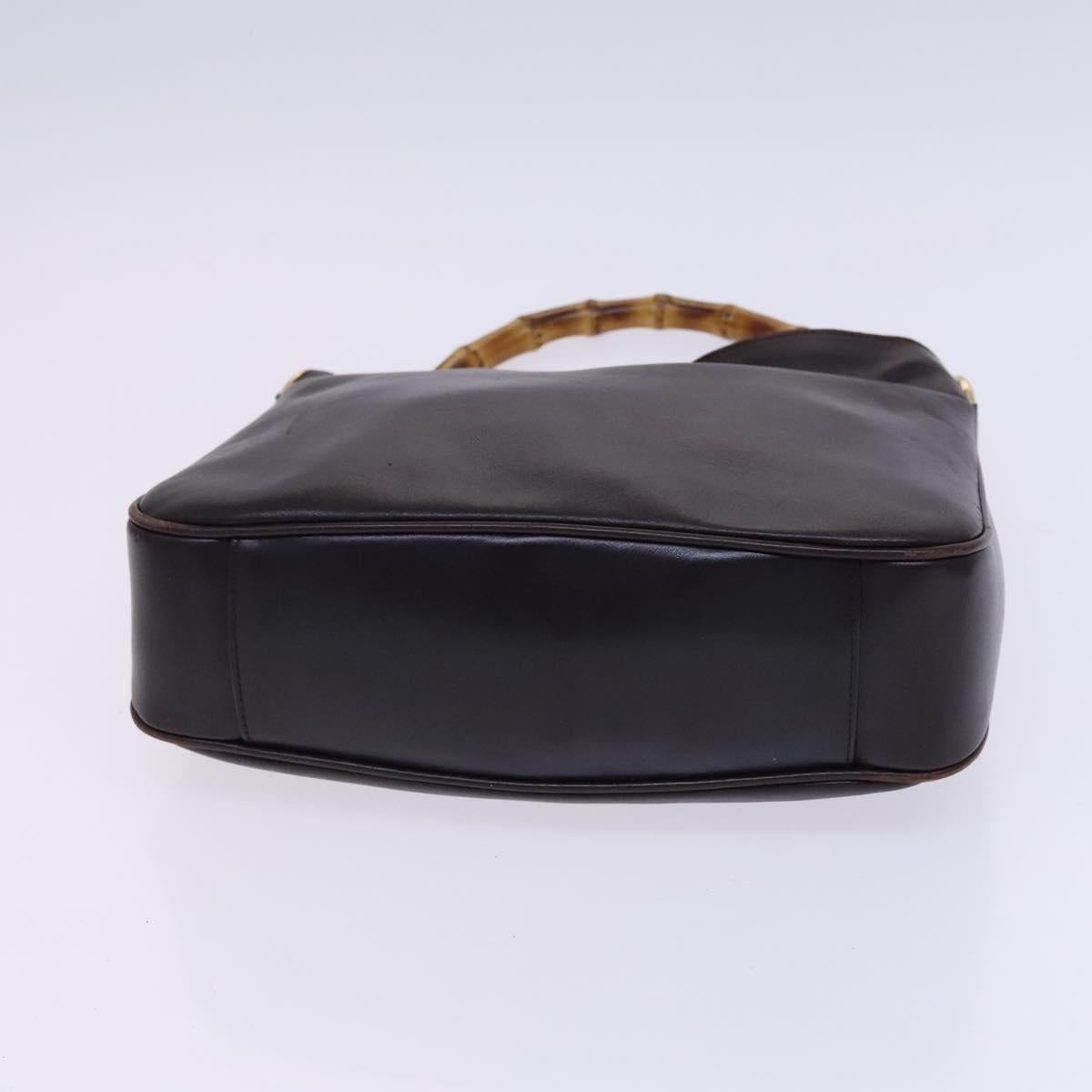GUCCI Bamboo Hand Bag Leather 2way Brown Gold 001 1705 1638 Auth ac3599