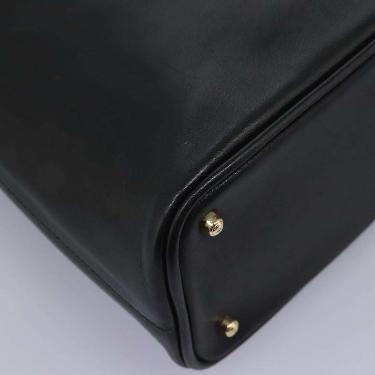 GUCCI Bamboo Hand Bag Leather 2way Black Gold 000 0289 Auth ac3600