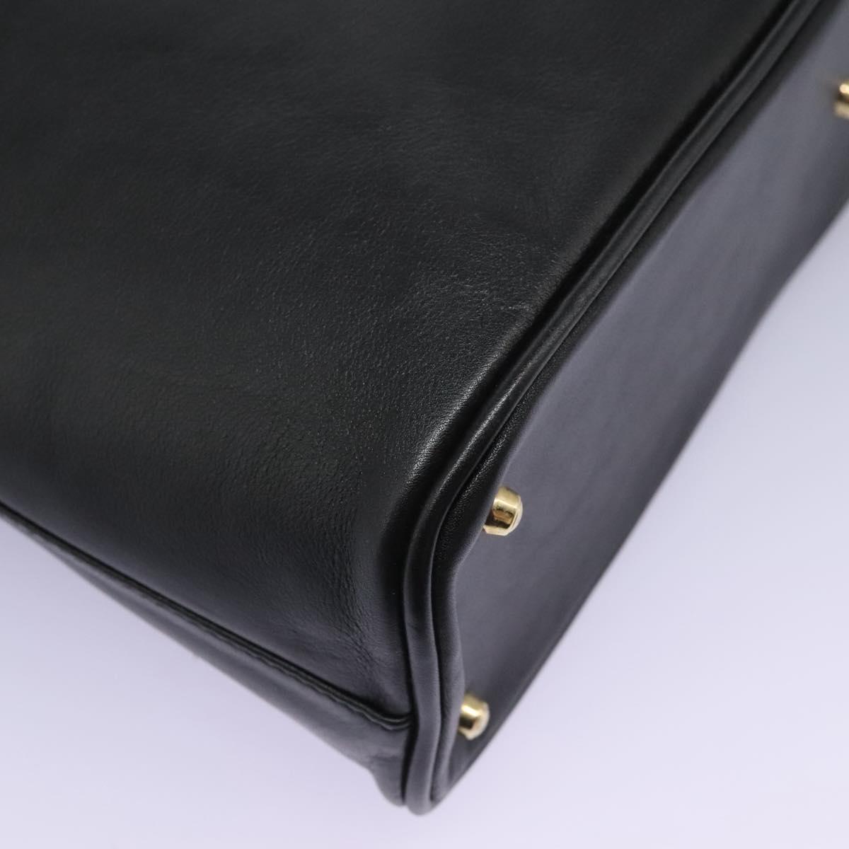GUCCI Bamboo Hand Bag Leather 2way Black Gold 000 0289 Auth ac3600