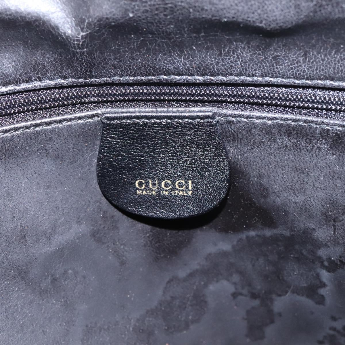 GUCCI Bamboo Hand Bag Leather 2way Black Gold 000 0289 Auth ac3600