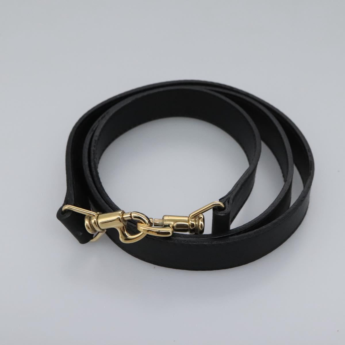 GUCCI Bamboo Hand Bag Leather 2way Black Gold 000 0289 Auth ac3600