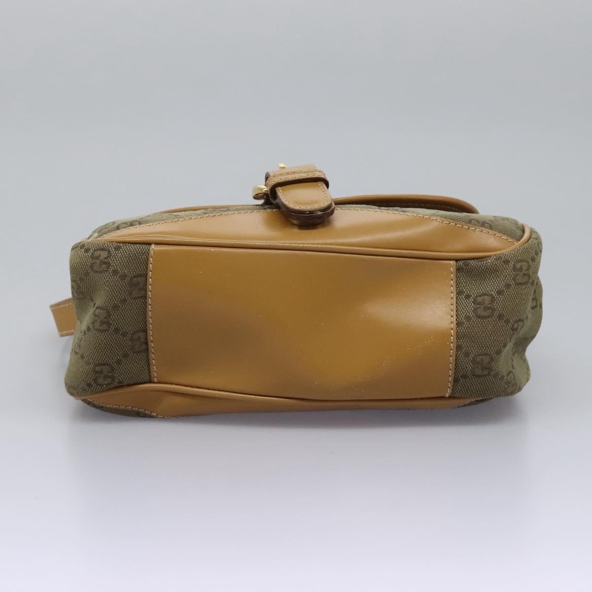 GUCCI GG Canvas Shoulder Bag Beige Gold Auth ac3606