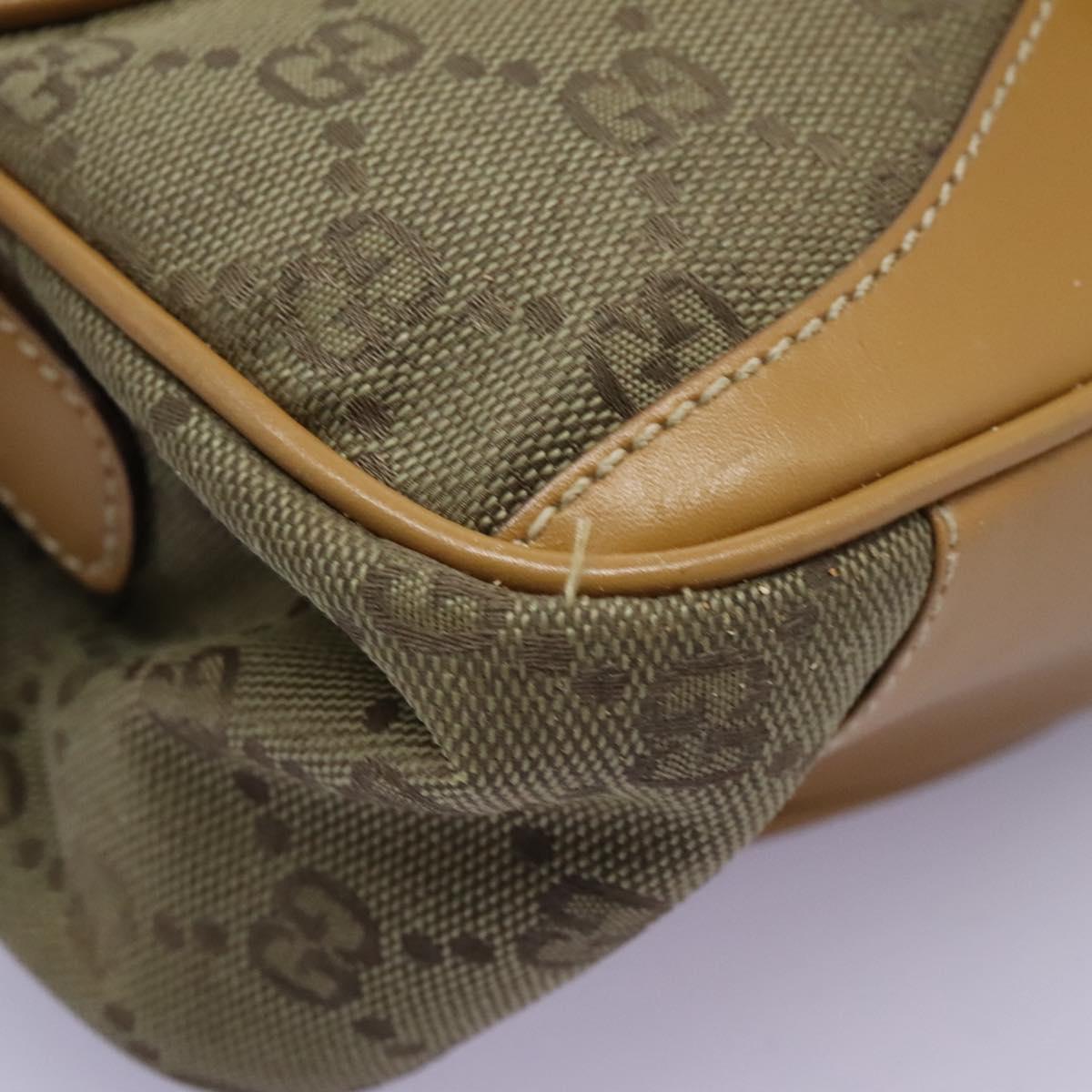 GUCCI GG Canvas Shoulder Bag Beige Gold Auth ac3606