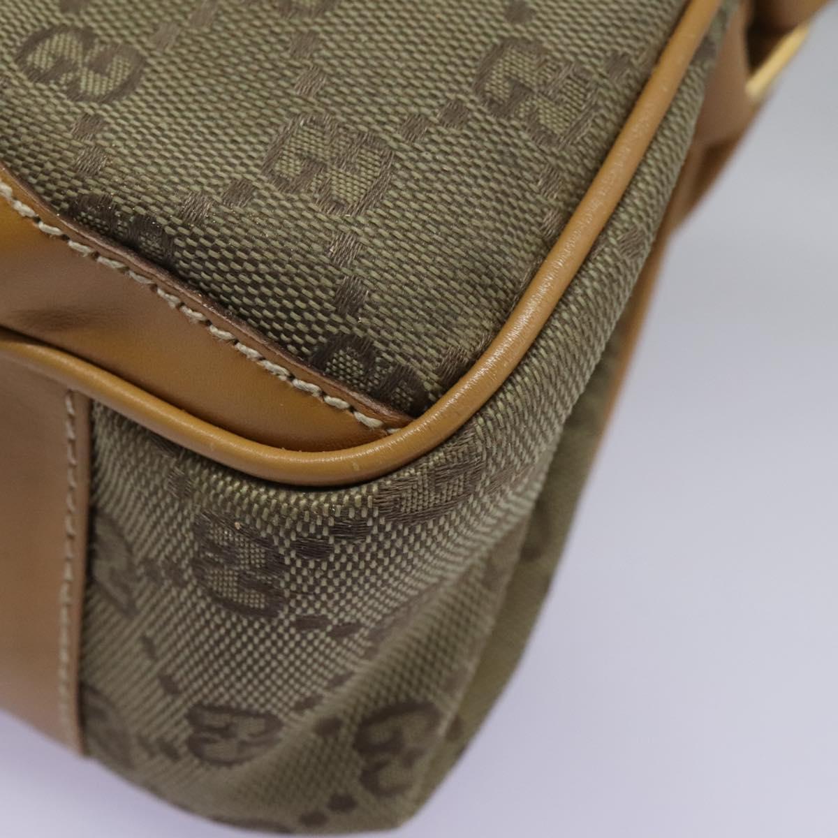 GUCCI GG Canvas Shoulder Bag Beige Gold Auth ac3606