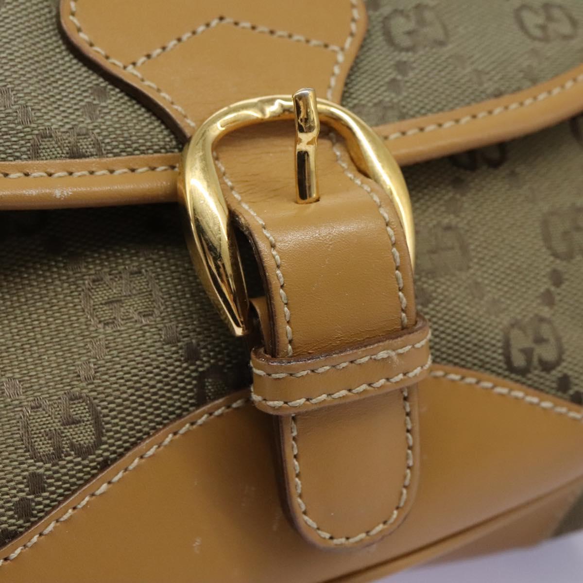 GUCCI GG Canvas Shoulder Bag Beige Gold Auth ac3606