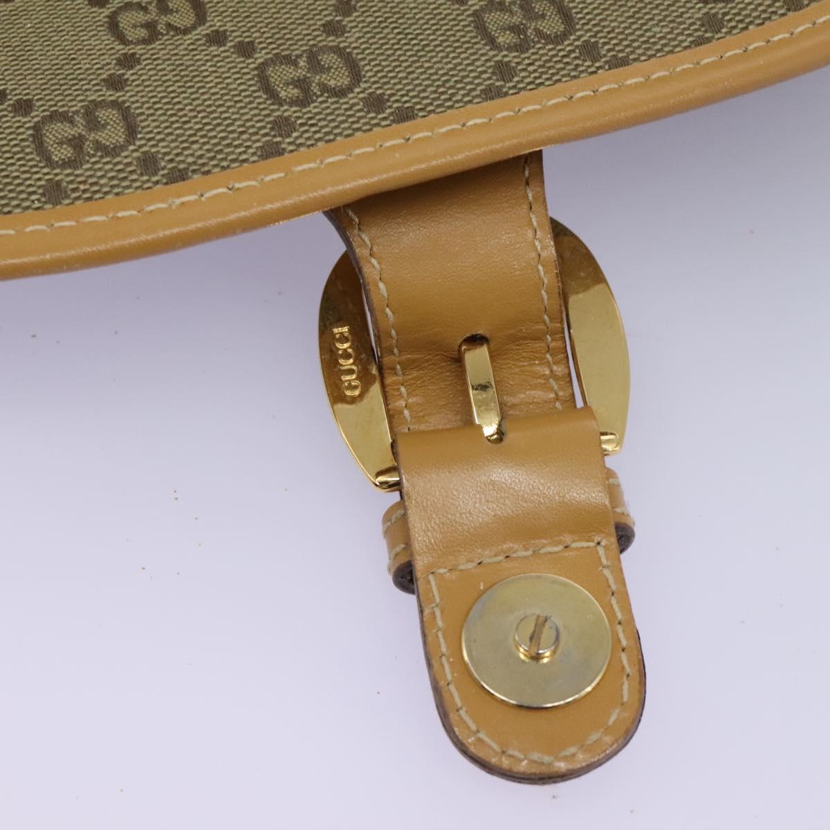 GUCCI GG Canvas Shoulder Bag Beige Gold Auth ac3606