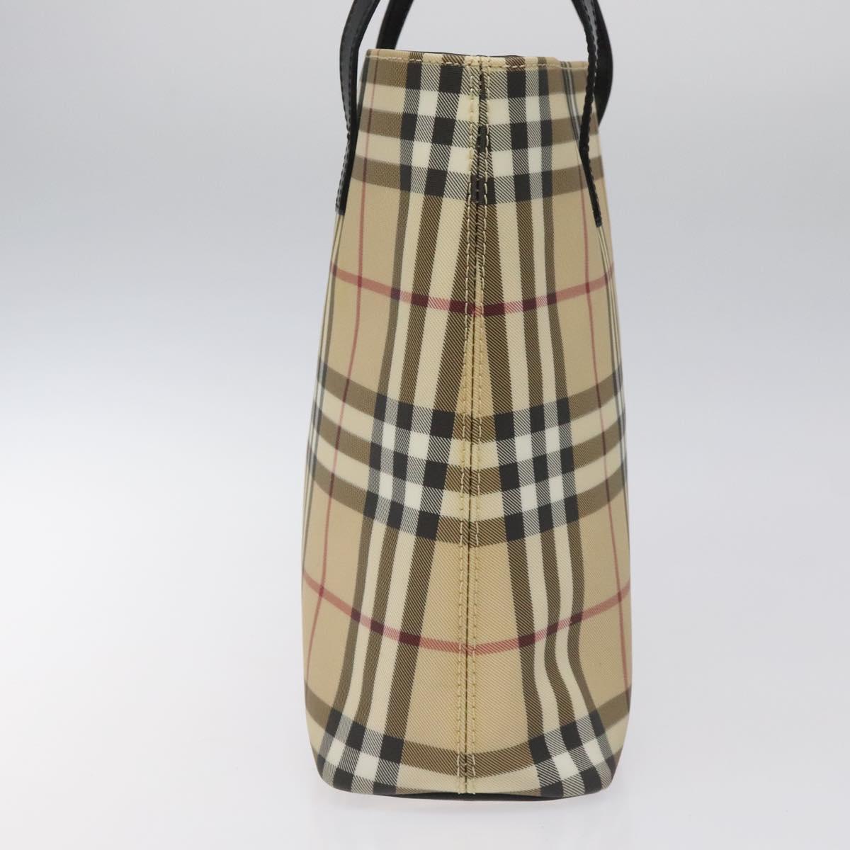 BURBERRY Nova Check Hand Bag PVC Beige Auth ac3609