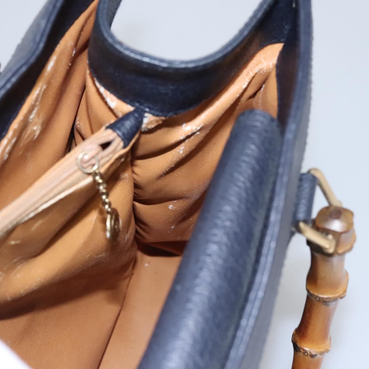 GUCCI Bamboo Hand Bag Suede Leather Navy Auth ac3660