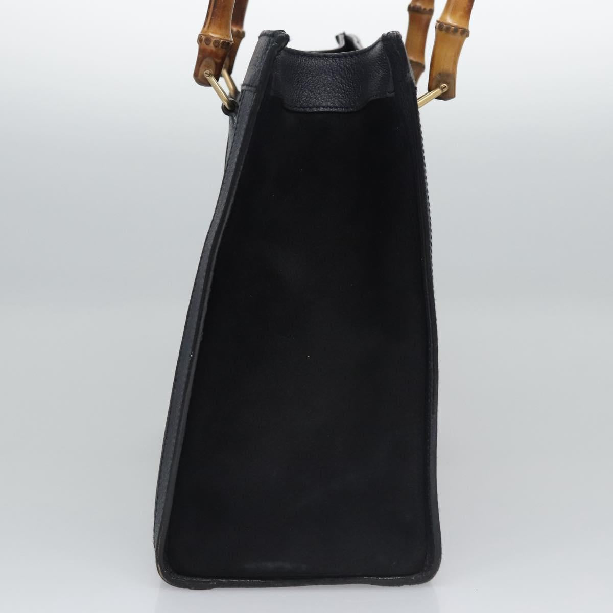 GUCCI Bamboo Hand Bag Suede Leather Navy Auth ac3660