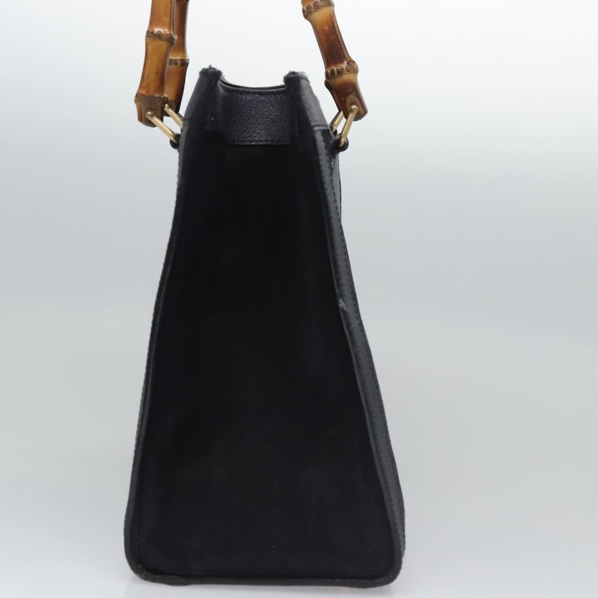 GUCCI Bamboo Hand Bag Suede Leather Navy Auth ac3660