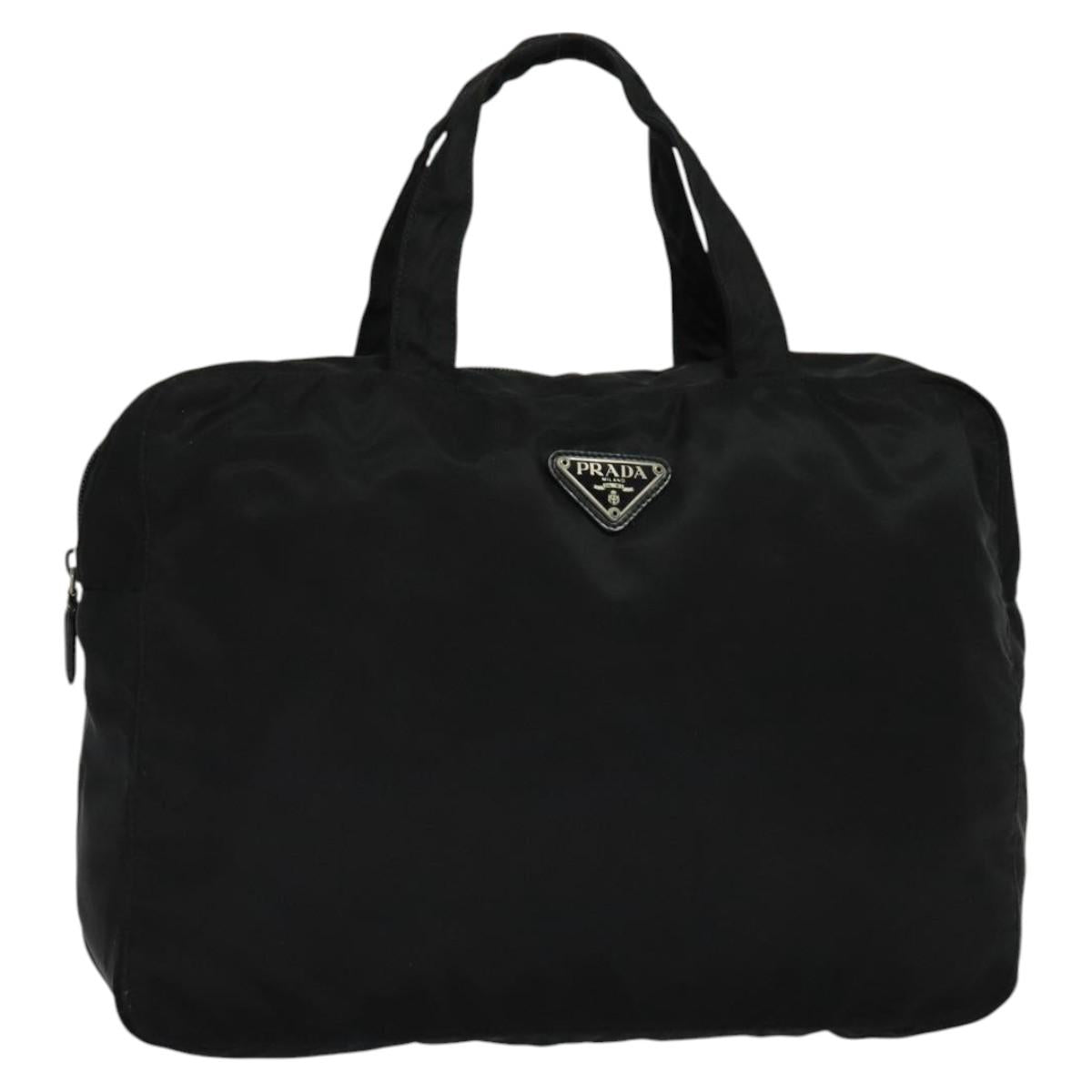 PRADA Hand Bag Nylon Black Silver Auth ac3668