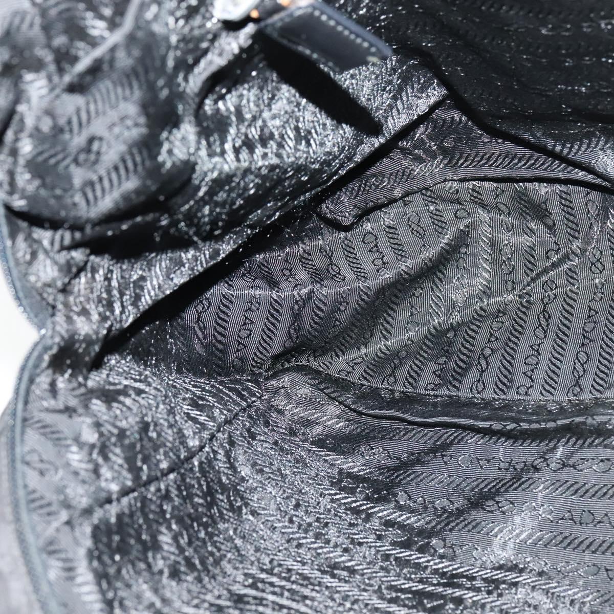 PRADA Hand Bag Nylon Black Silver Auth ac3668