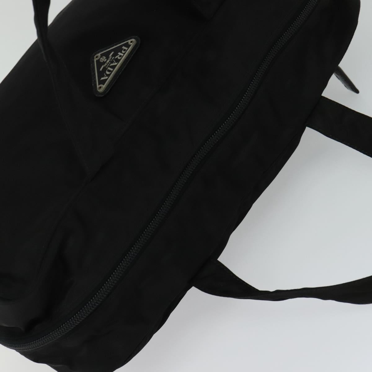 PRADA Hand Bag Nylon Black Silver Auth ac3668