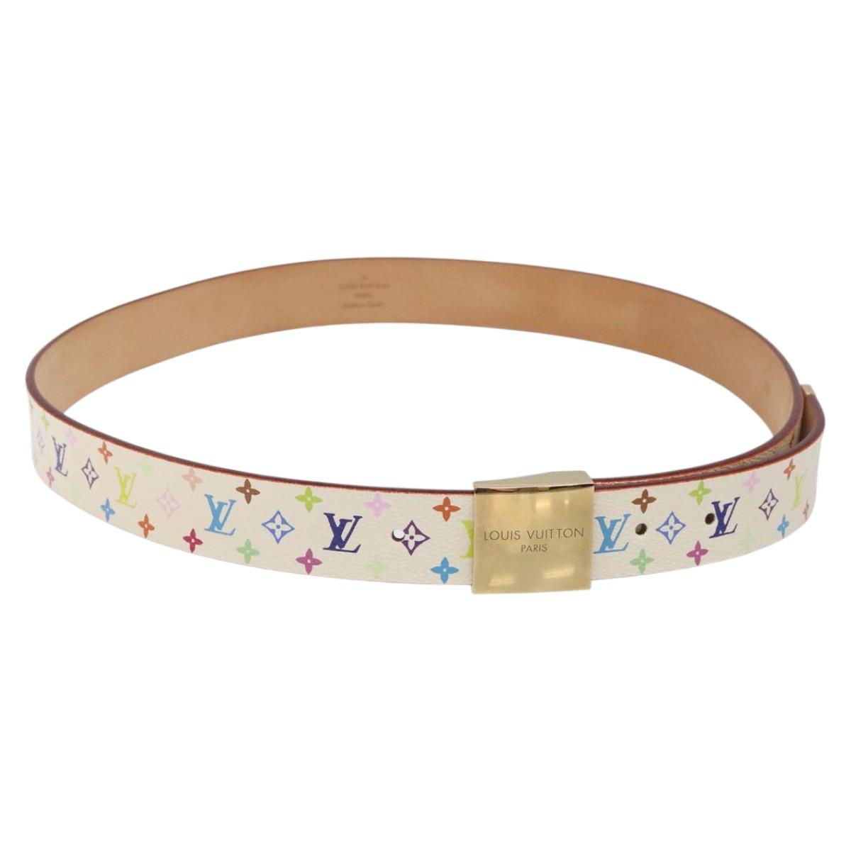 LOUIS VUITTON Multicolor Ceinture Care Belt 34.6"""" White M9682 LV Auth ac3693