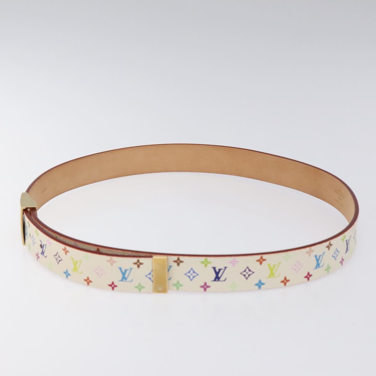 LOUIS VUITTON Multicolor Ceinture Care Belt 34.6"""" White M9682 LV Auth ac3693