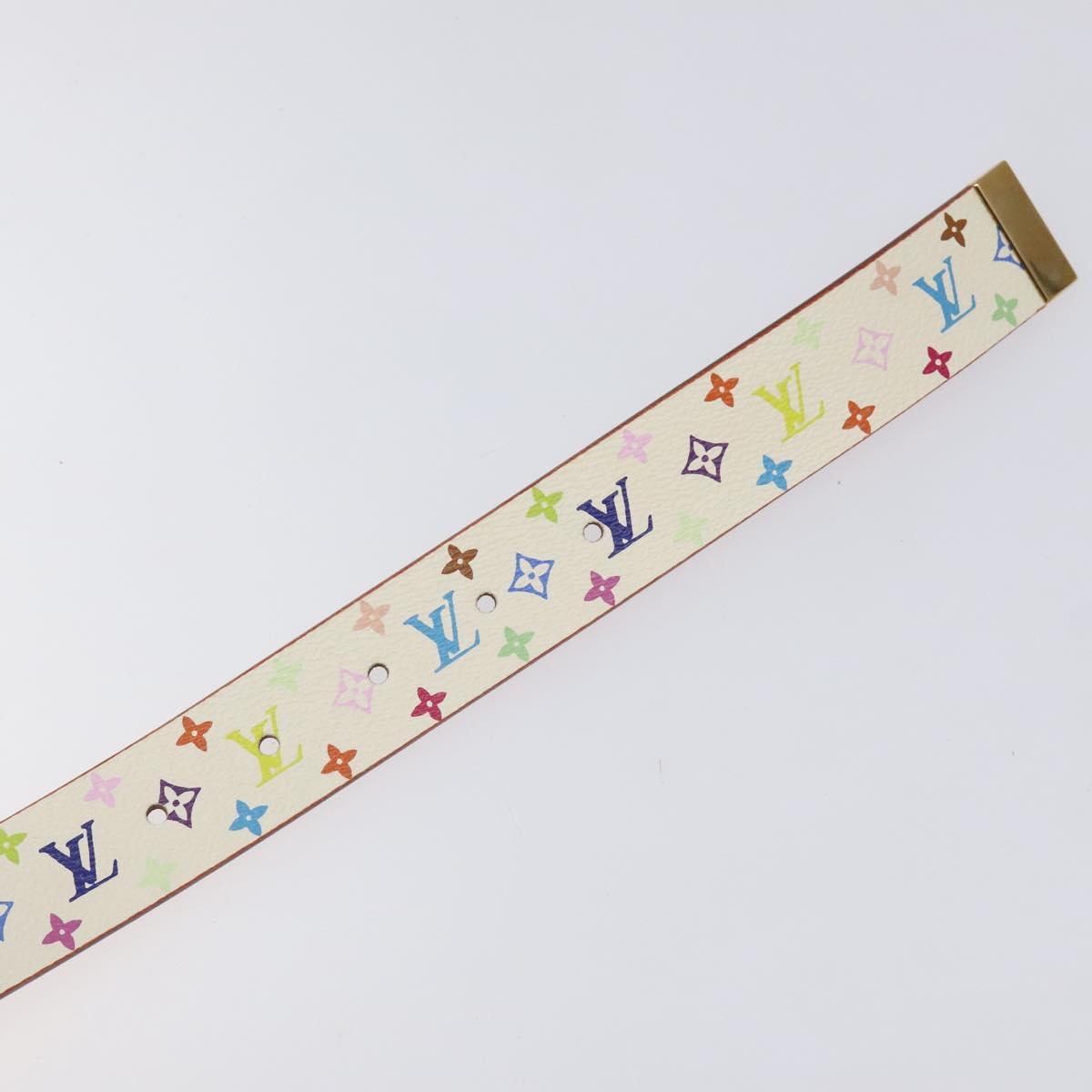 LOUIS VUITTON Multicolor Ceinture Care Belt 34.6"""" White M9682 LV Auth ac3693