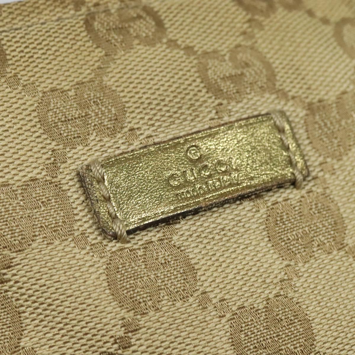GUCCI GG Canvas Sherry Line Hand Bag Beige Gold pink 131228 Auth ac3698