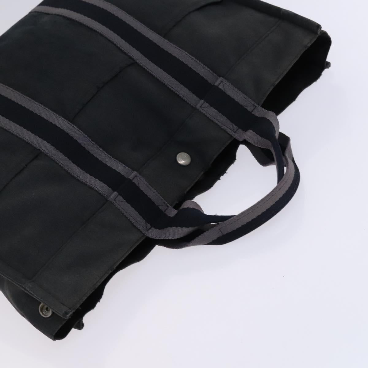 HERMES Fourre Tout Tote Bag Canvas 3Set Black Gray Auth ac3701