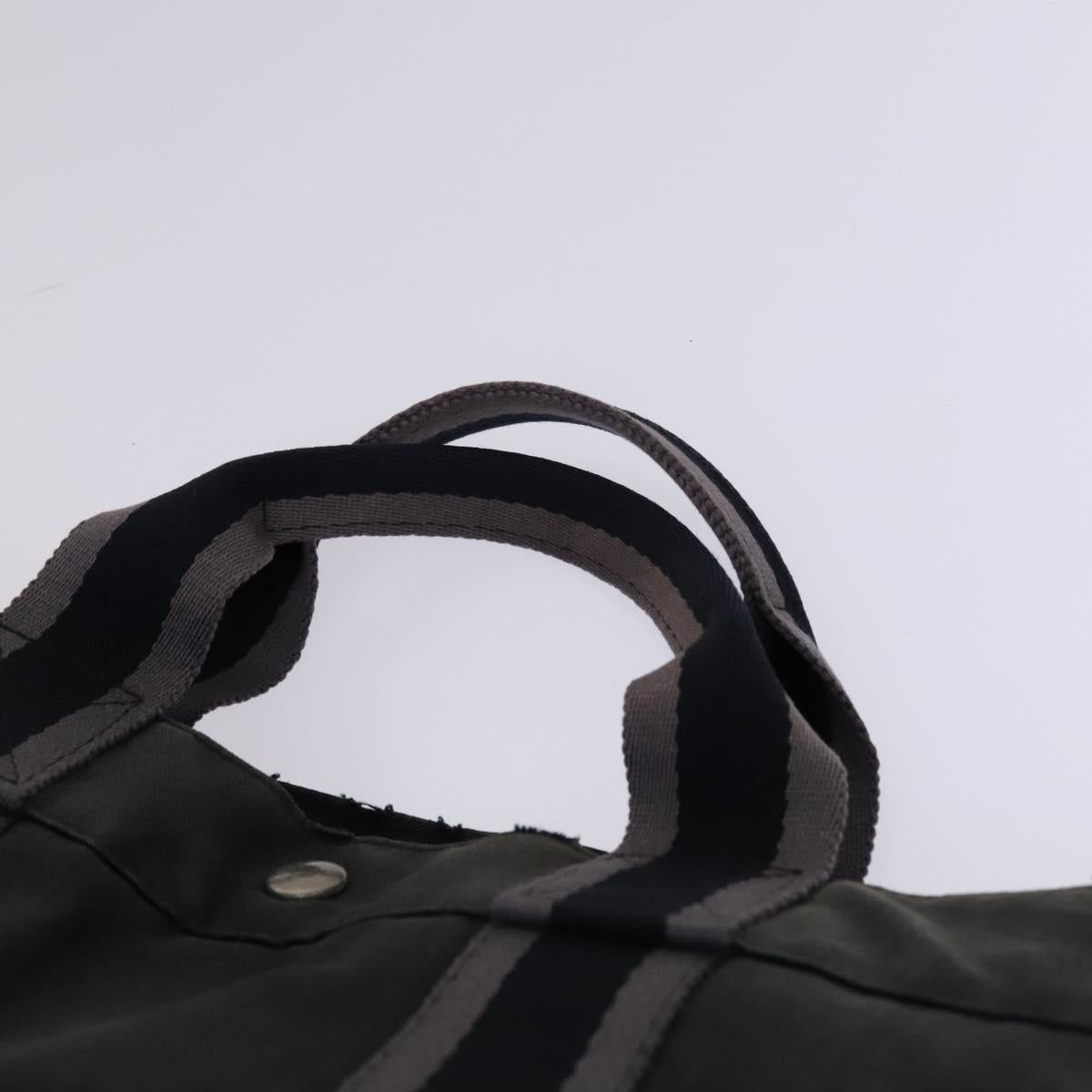 HERMES Fourre Tout Tote Bag Canvas 3Set Black Gray Auth ac3701