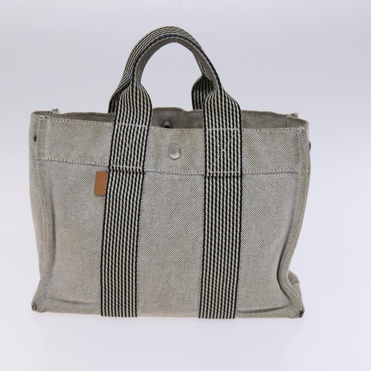 HERMES Fourre Tout Tote Bag Canvas 3Set Black Gray Auth ac3701