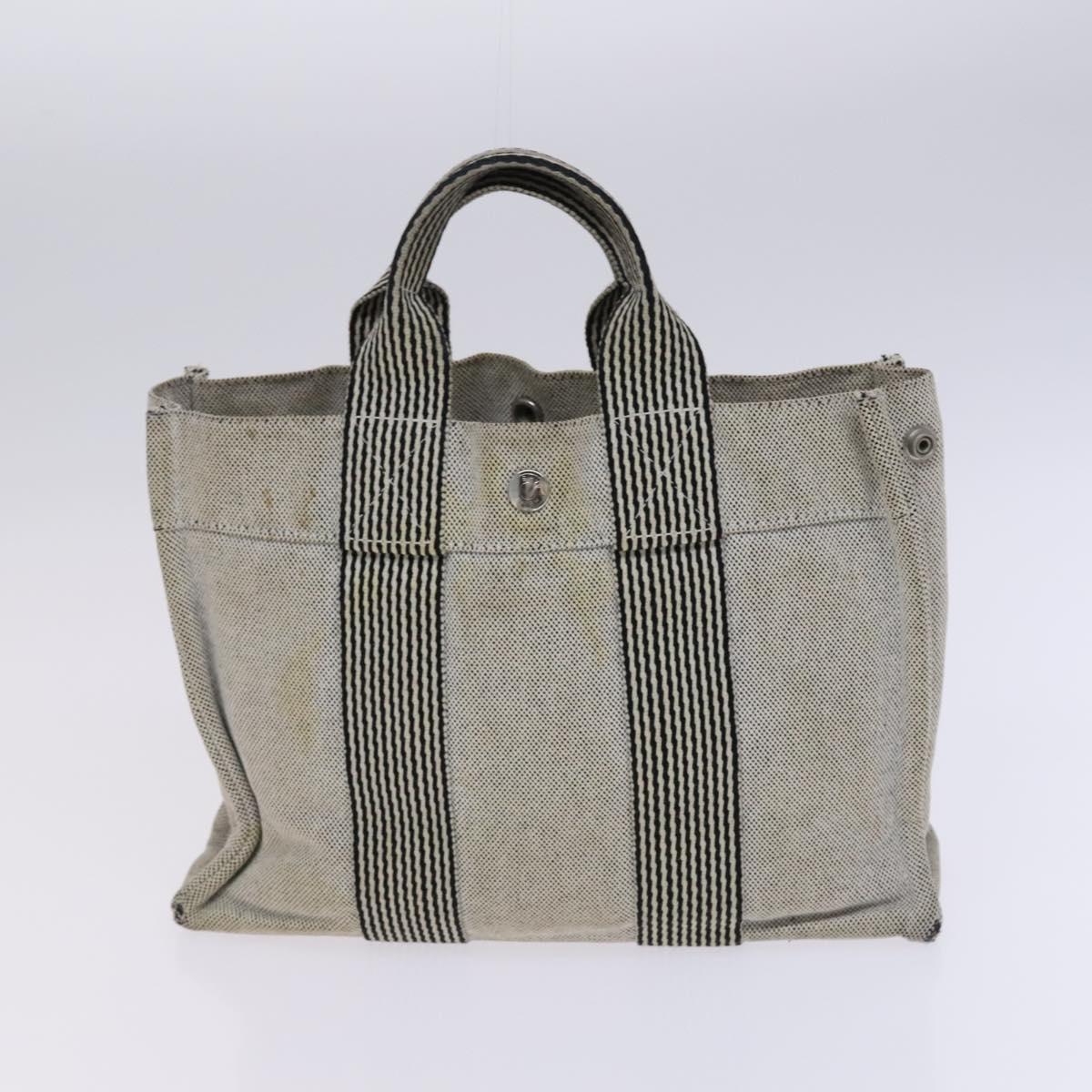 HERMES Fourre Tout Tote Bag Canvas 3Set Black Gray Auth ac3701