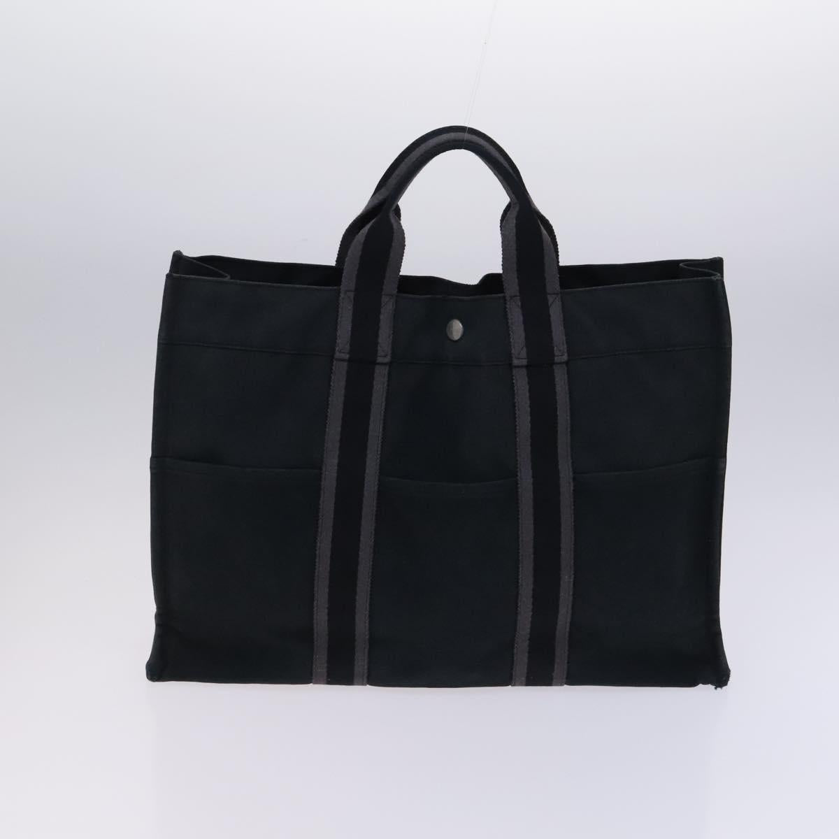 HERMES Fourre Tout Tote Bag Canvas 3Set Black Gray Auth ac3701