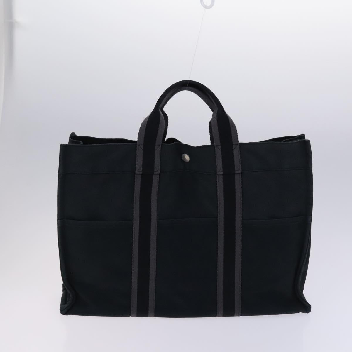 HERMES Fourre Tout Tote Bag Canvas 3Set Black Gray Auth ac3701